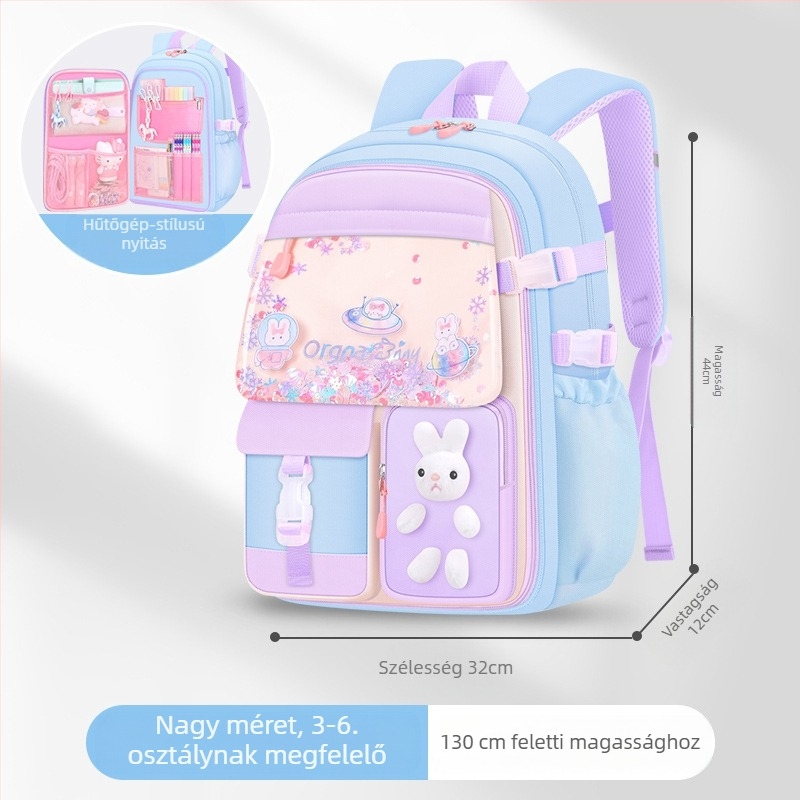 Új általános iskolai iskolatáska lányoknak, nagykereskedelmi homokzsák, nagy kapacitású, vízlepergető, többzsebes gyermek hátizsák, iskolatáska