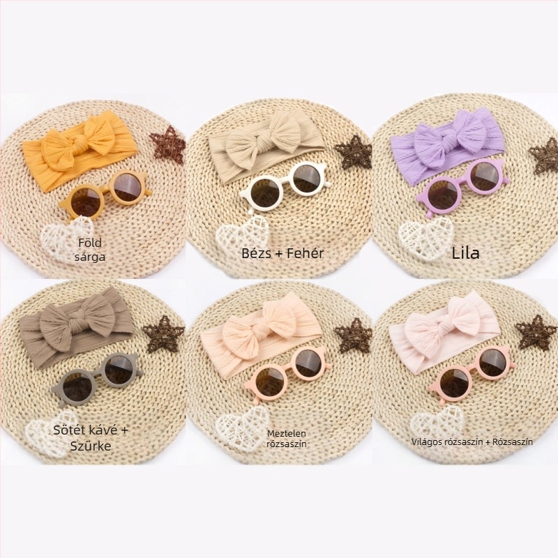 2 db-os európai és amerikai új gyermek hajpánt, szemüveghez, baba jacquard széles kapucnis baba nejlon masni hajpánt