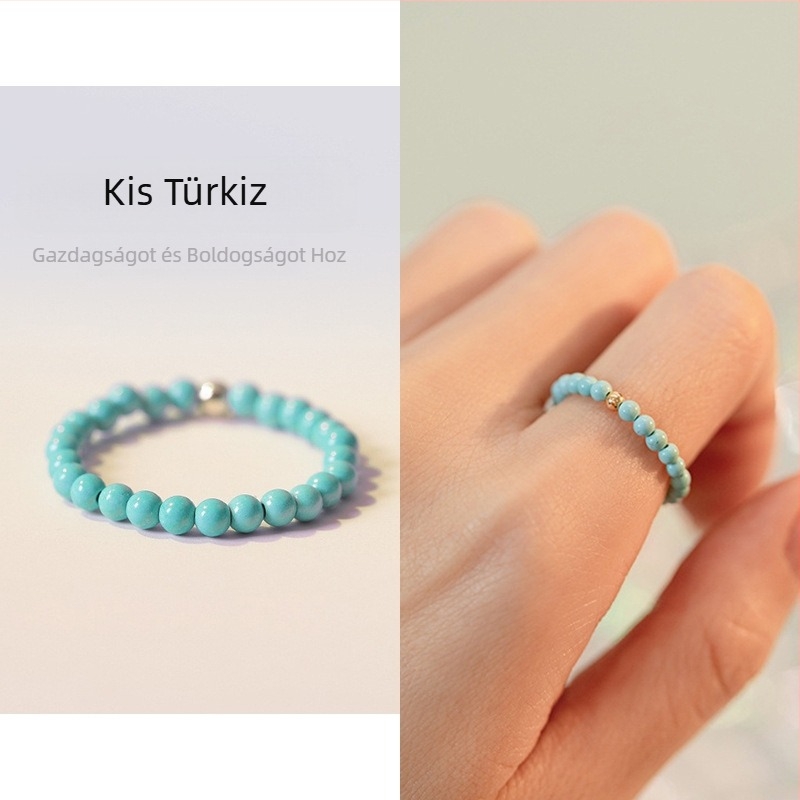 925 ezüst gyűrű, nem fakuló, niche természetes kristályos női gyűrű, retró elegáns türkiz gyűrű, nagykereskedelem, női