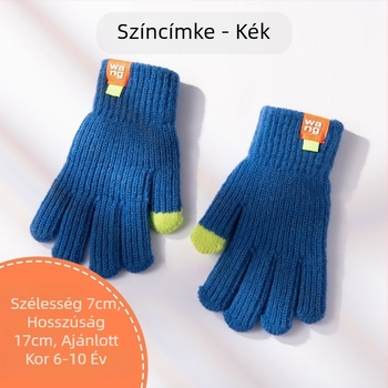 Gyermek egyszínű gyapjú kötött kesztyű őszi és téli aranyos ujjas kerékpáros kültéri meleg kesztyű férfiaknak és nőknek