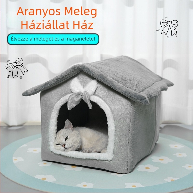 Kivehető és mosható, nagyméretű házimacska fészek tavaszi meleg fészek macskaház négy évszak Univerzális kisállat fészek kisállat kellékek