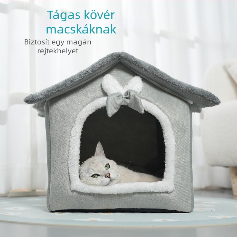 Kivehető és mosható, nagyméretű házimacska fészek tavaszi meleg fészek macskaház négy évszak Univerzális kisállat fészek kisállat kellékek