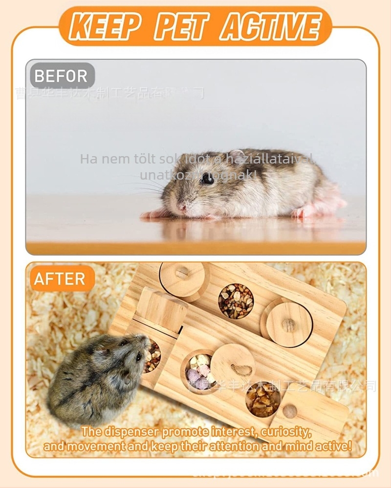 Bambusz hörcsögetető Golden Bear hörcsög uzsonnás tányér fa játéketető tereprendezéshez kisállat etetőtál