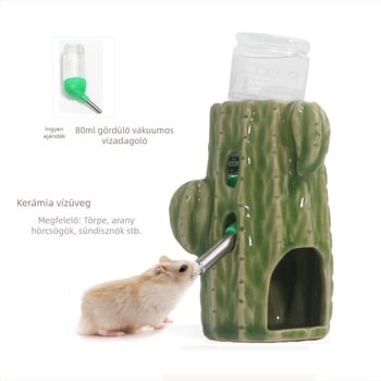 Kaktuszos vizespalack, hörcsögi itató, kerámia konzol, függőleges, aranymedve, holland malac, állítható, kertészeti kellékek