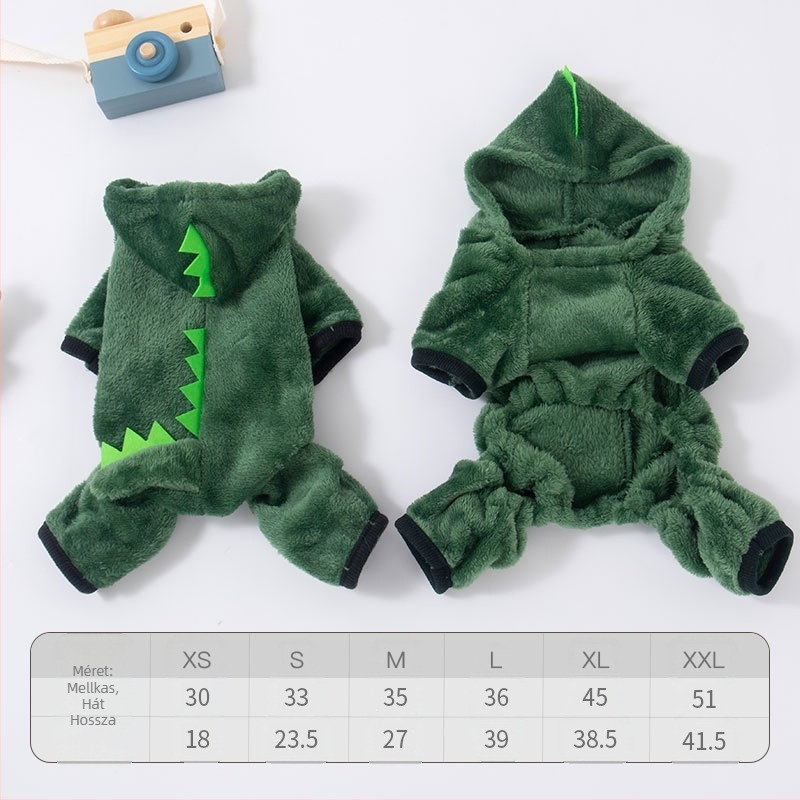 Határokon átnyúló kisállatruhák őszi és téli korall polár kutyaruhák dinoszaurusz átalakító ruhák macskáknak kis kutyáknak univerzális ruházat