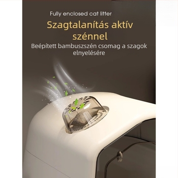 Macskaalom, teljesen zárt, szagtalanító, extra nagy macskavécé, cseppálló, extra nagy macskaalom