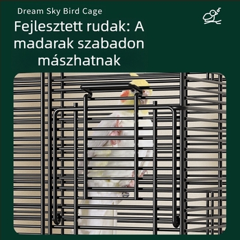 Papagáj madárkalitka, nagy, dróthálós, háztartási díszes, Xuanfeng bazsarózsa, emeletes villa, extra nagy, vízszintes dróthálós fémkalitka