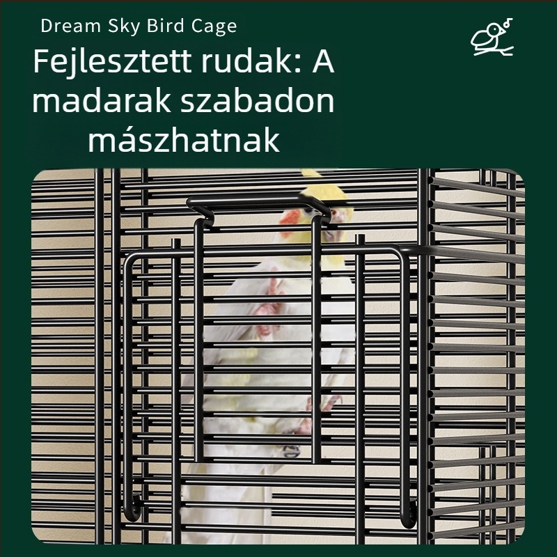 Papagáj madárkalitka, nagy, dróthálós, háztartási díszes, Xuanfeng bazsarózsa, emeletes villa, extra nagy, vízszintes dróthálós fémkalitka