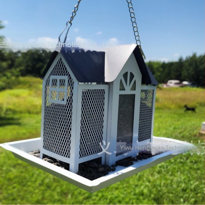 Határokon átnyúló új madáretető kreatív hintaház fém udvari kolibri mókus etető kültéri függő dekoráció