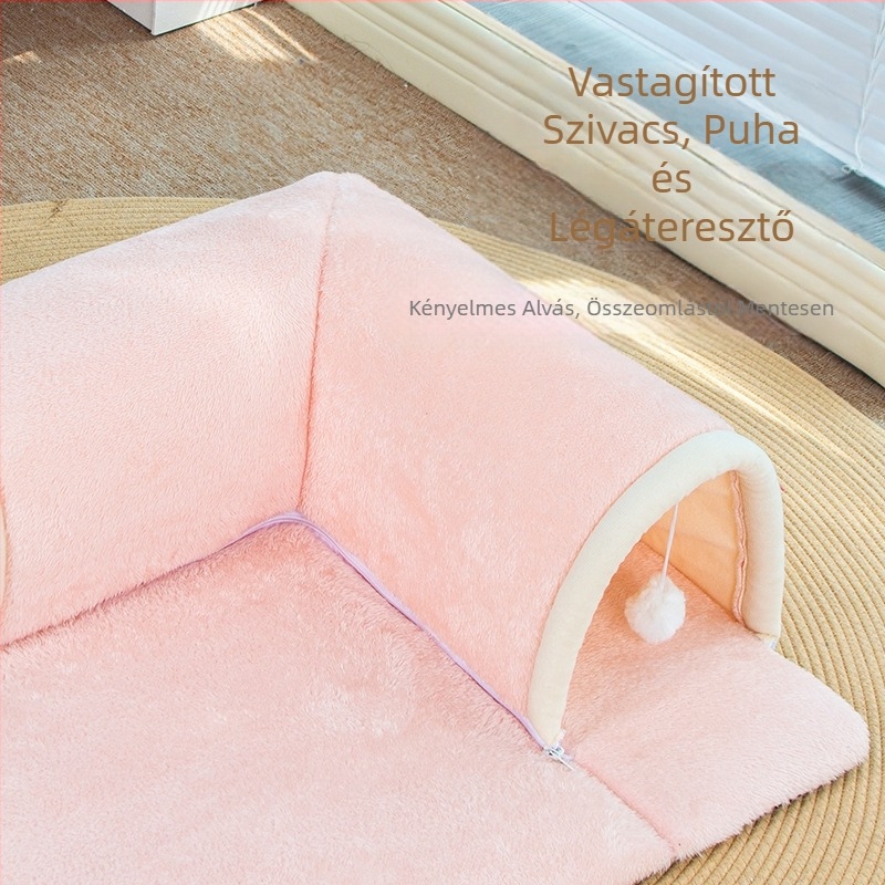 Négy évszak macskajáték és alvás egy alagút macskafészek fúró föld sárkány játék meleg vastagított kisállat fészek kellékek