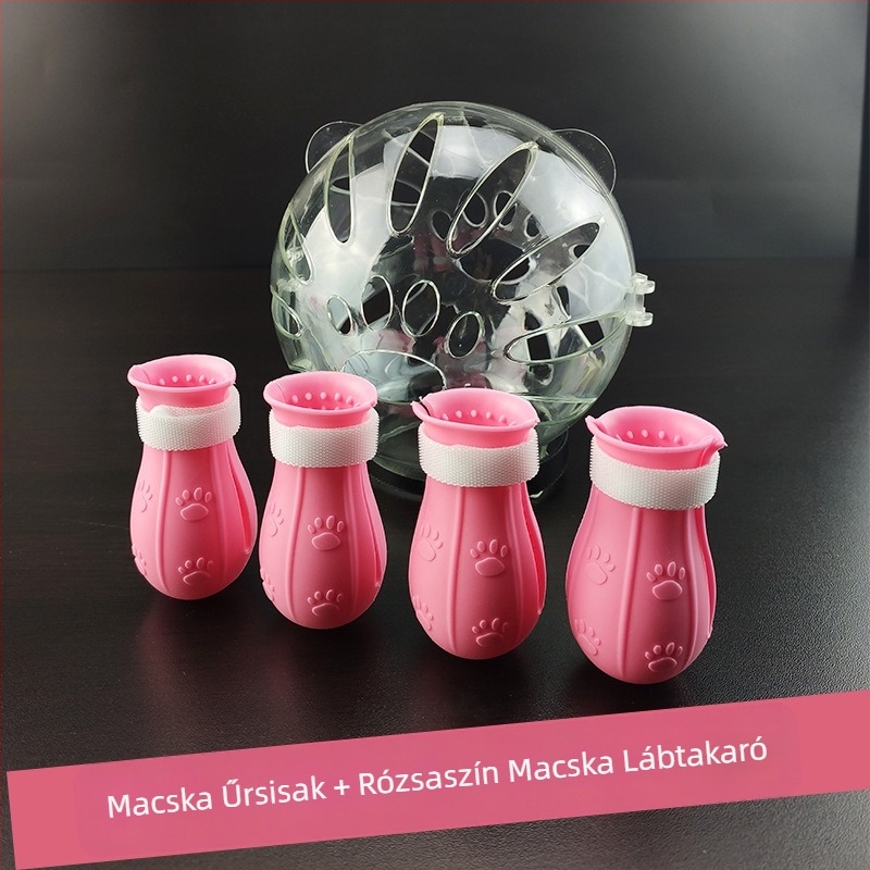 Macskatartó Kapucnis szájkosár nyalásgátló harapásgátló átlátszó gömb alakú légáteresztő Elizabeth gyűrűs macskafejvédő