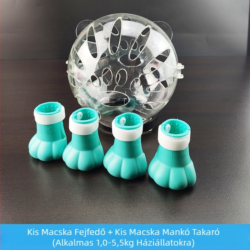 Macskatartó Kapucnis szájkosár nyalásgátló harapásgátló átlátszó gömb alakú légáteresztő Elizabeth gyűrűs macskafejvédő