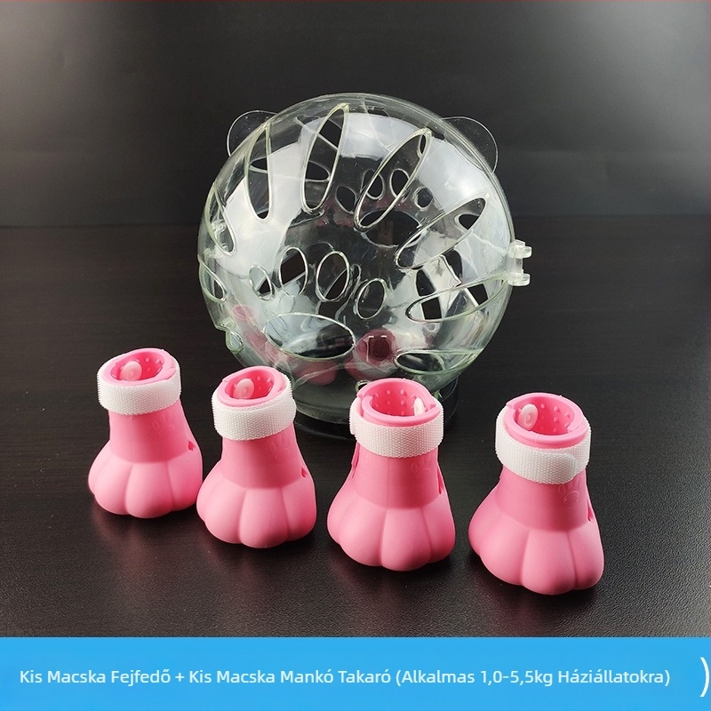 Macskatartó Kapucnis szájkosár nyalásgátló harapásgátló átlátszó gömb alakú légáteresztő Elizabeth gyűrűs macskafejvédő