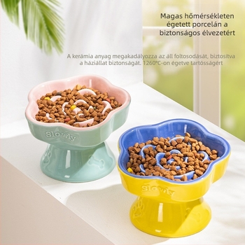 Lassú eledel kisállatoknak, magas lábú kerámia macskatál, kutyatál, kis kutyáknak, macskáknak, fulladásgátló, lassú eledel, kopogásgátló, nyakvédő, ferde tál