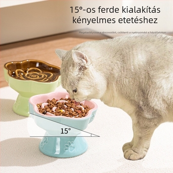 Lassú eledel kisállatoknak, magas lábú kerámia macskatál, kutyatál, kis kutyáknak, macskáknak, fulladásgátló, lassú eledel, kopogásgátló, nyakvédő, ferde tál