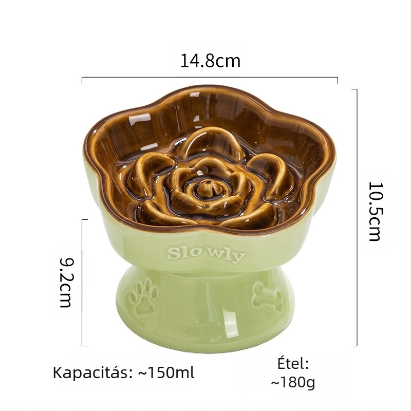 Lassú eledel kisállatoknak, magas lábú kerámia macskatál, kutyatál, kis kutyáknak, macskáknak, fulladásgátló, lassú eledel, kopogásgátló, nyakvédő, ferde tál