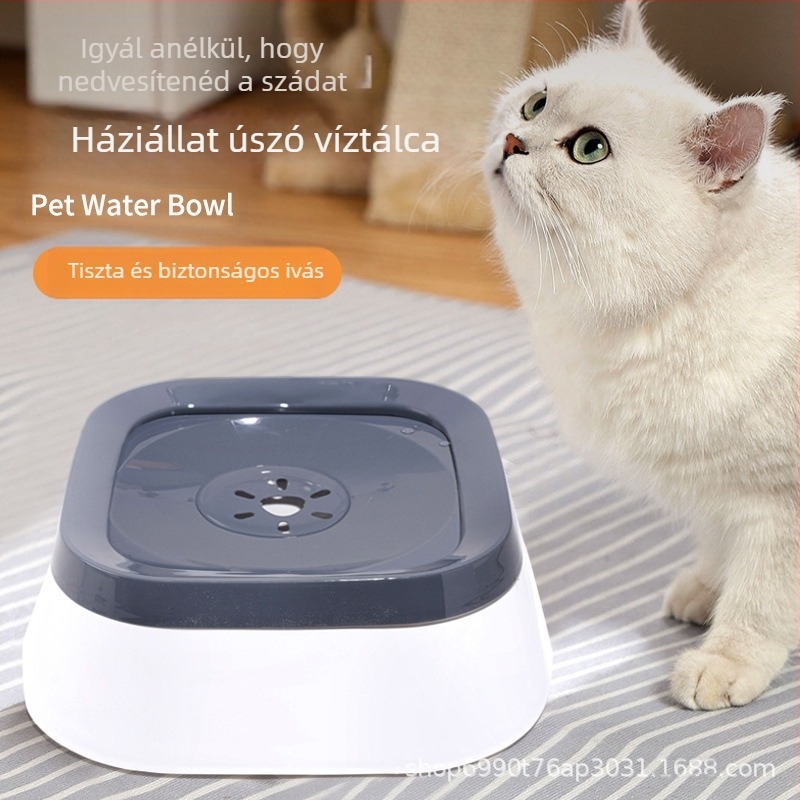 Macska itató, Úszótál kisállatoknak, Autóba szerelhető, Fröccsenésgátló, Felborulásgátló, Nem nedves szájú itatótálca, Macska itató