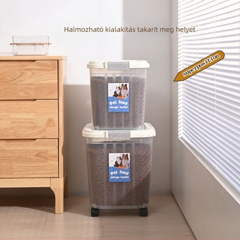 30 kg-os nagy kapacitású macskaeledel-vödör, háziállatoknak, lezárt, nedvességálló, rovarirtó macskaeledel-tároló, átlátszó tárolóvödör