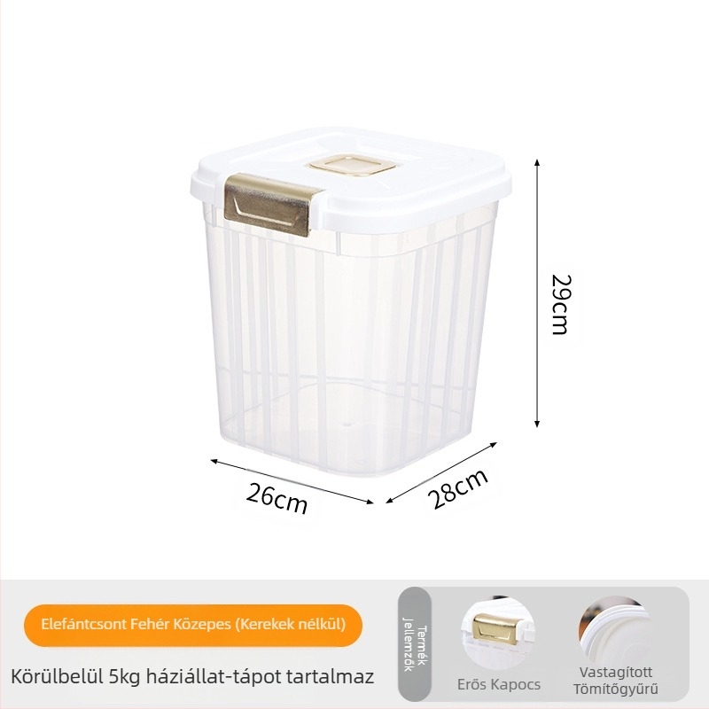 30 kg-os nagy kapacitású macskaeledel-vödör, háziállatoknak, lezárt, nedvességálló, rovarirtó macskaeledel-tároló, átlátszó tárolóvödör