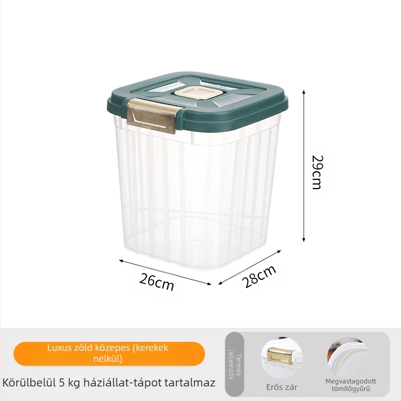 30 kg-os nagy kapacitású macskaeledel-vödör, háziállatoknak, lezárt, nedvességálló, rovarirtó macskaeledel-tároló, átlátszó tárolóvödör