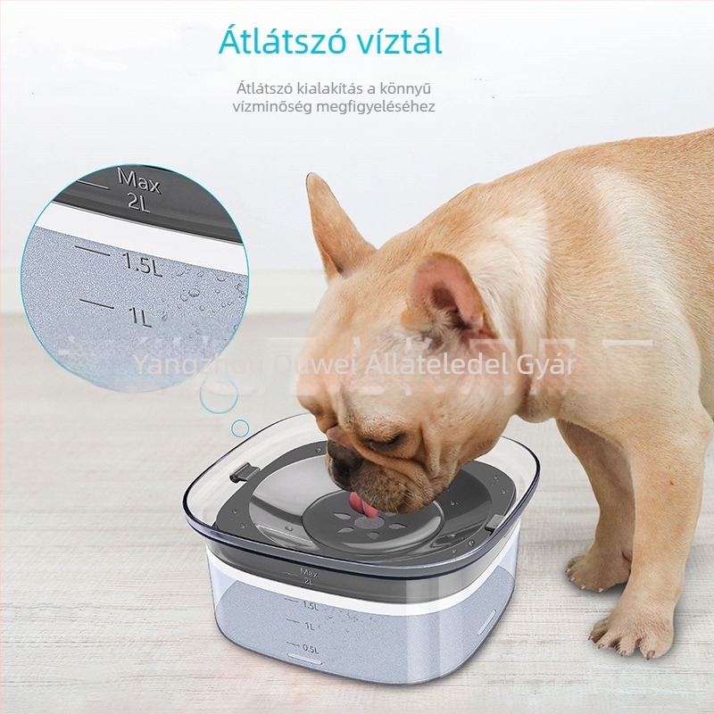 Amazon Hot Sale nagy kapacitású átlátszó kisállat itató, nem nedves szájú macska kutya itató, kisállat úszó tál étel eszközök