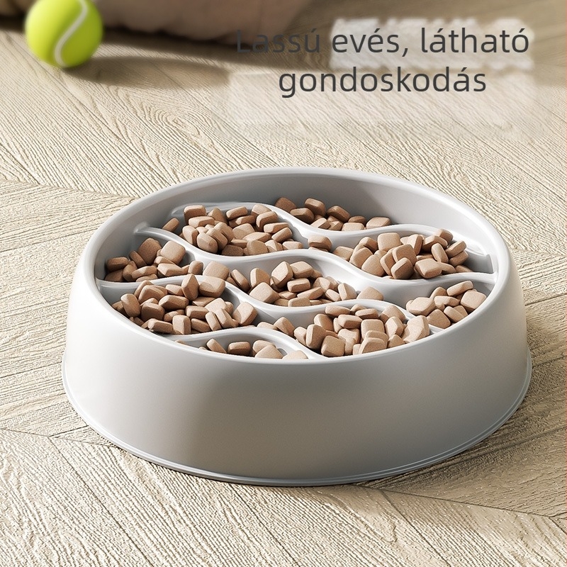 Nagy Kapacitású Macskatál, Vastag Macskatál, Fröccsenésgátló Dupla Tál, Állateledel Tál, Etetőtál, Lassú Evésű Tál, Fulladásgátló Lassú Etetésű Tál