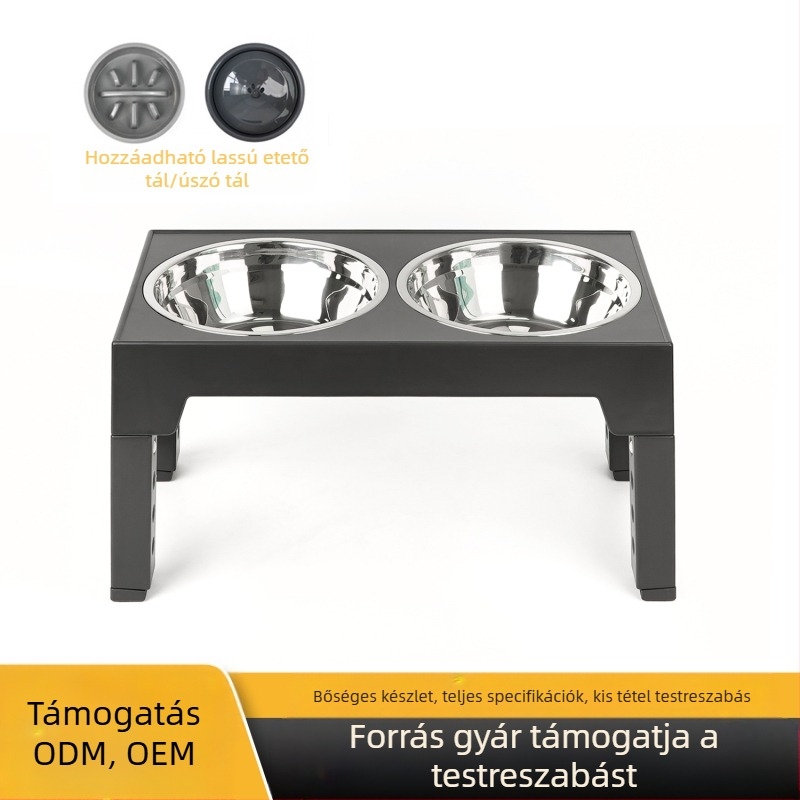 Raktáron rozsdamentes acél emelő kutyatál, megemelt dupla tál, állítható etető, lebegő tál, lassú eledelű tál, etetőtál