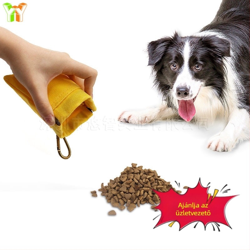 Raktáron vászon derékra akasztható kutyatápzsák, vízálló, rugalmas, zárt kisállat-etetőzsák, hordozható kutyatápzsák sétáltatáshoz
