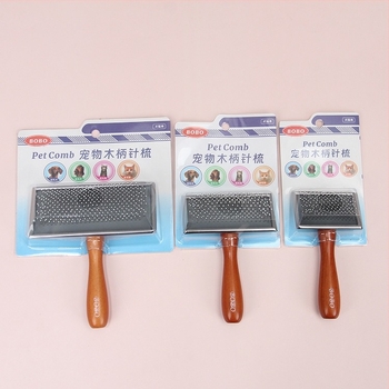 Bobo kisállat tűfésű kutya szépségápolási fésű macska szőrtelenítő fésű fa nyéllel tűfésű macska kutya szőrtelenítő szőrtelenítő kefe