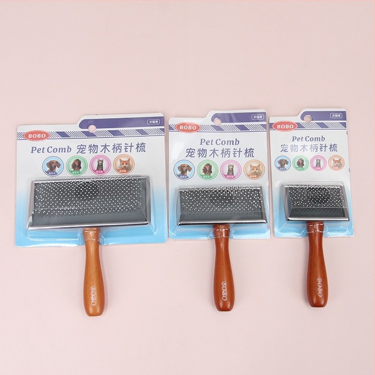 Bobo kisállat tűfésű kutya szépségápolási fésű macska szőrtelenítő fésű fa nyéllel tűfésű macska kutya szőrtelenítő szőrtelenítő kefe