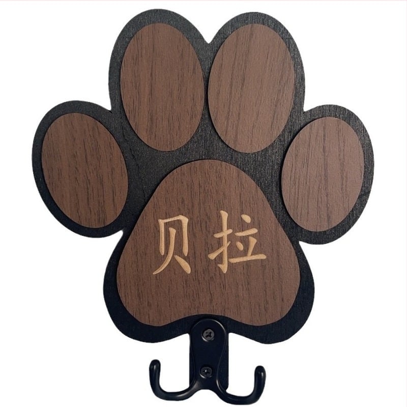 Fa kutyapóráz, csont alakú tárolóállvány, ruhásszekrény gallér, kabátakasztó, tömörfa, mancsnyom alakú fali akasztó, rajzfilm kutyakötéltartó