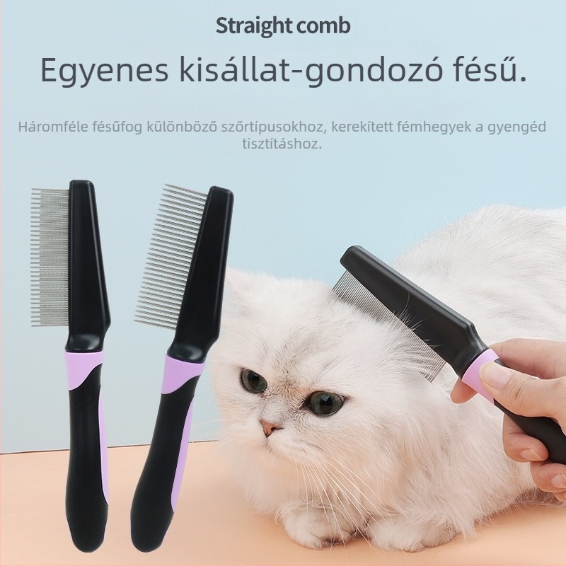 Állatfésű macskáknak a lebegő szőr eltávolítására, Csomófésű, Kutyaszőr-kihúzó kétoldalas fésű, Bolhafésű, Állatápolási kellékek