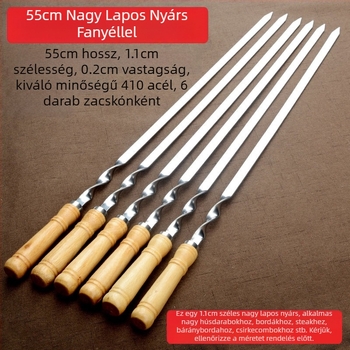 Gyári közvetlen rozsdamentes acél grillező pálca grillező lapos pálca acél fúró fa nyél nagy lapos pálca kültéri grillező eszközök