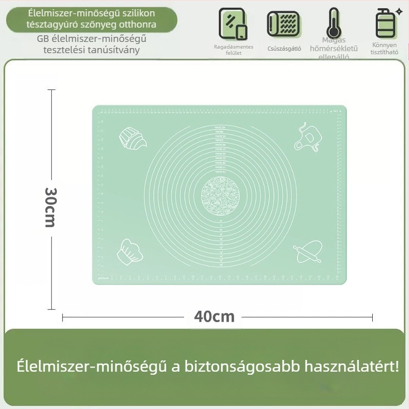 Szilikon dagasztószőnyeg, élelmiszeripari minőségű háztartási sodródó tészta és panelszőnyeg, csúszásmentes, nagy, nagy gombóc készítő deszka konyhába