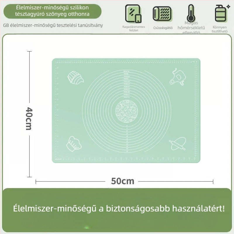 Szilikon dagasztószőnyeg, élelmiszeripari minőségű háztartási sodródó tészta és panelszőnyeg, csúszásmentes, nagy, nagy gombóc készítő deszka konyhába