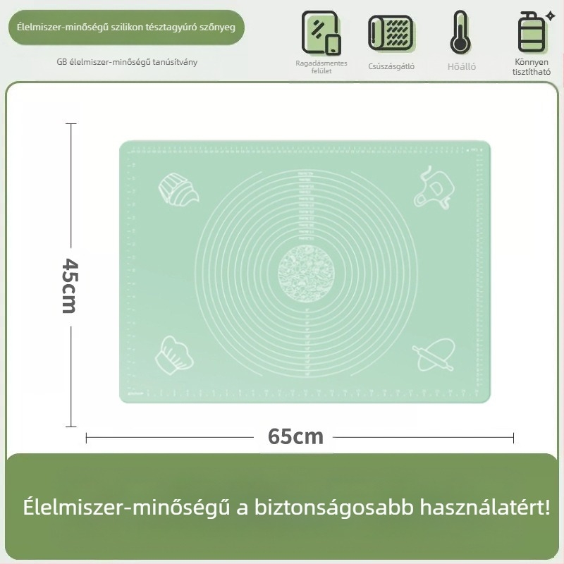 Szilikon dagasztószőnyeg, élelmiszeripari minőségű háztartási sodródó tészta és panelszőnyeg, csúszásmentes, nagy, nagy gombóc készítő deszka konyhába