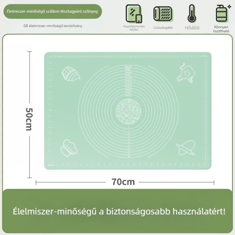 Szilikon dagasztószőnyeg, élelmiszeripari minőségű háztartási sodródó tészta és panelszőnyeg, csúszásmentes, nagy, nagy gombóc készítő deszka konyhába