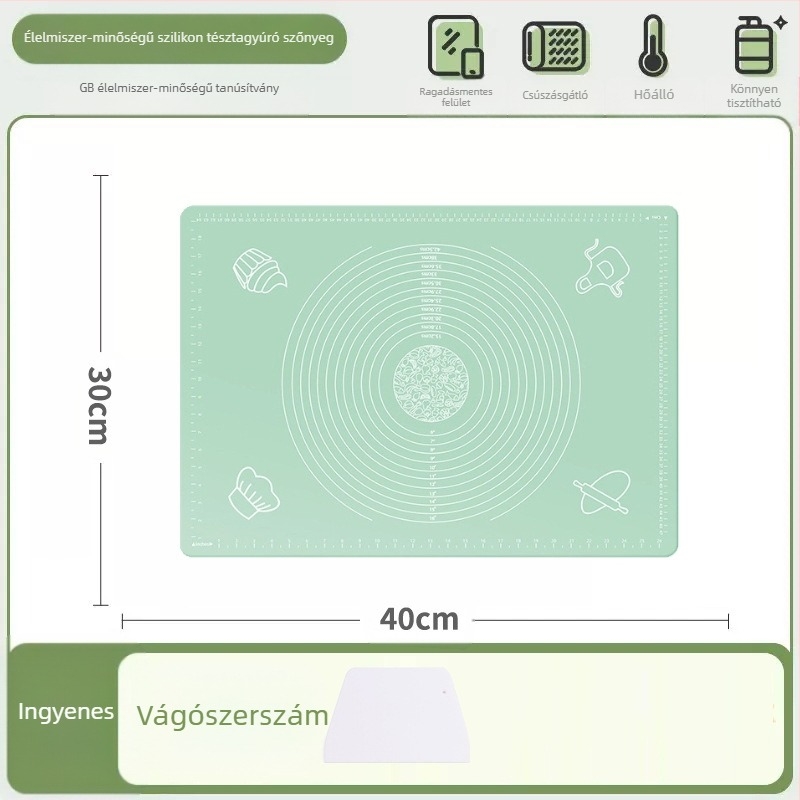 Szilikon dagasztószőnyeg, élelmiszeripari minőségű háztartási sodródó tészta és panelszőnyeg, csúszásmentes, nagy, nagy gombóc készítő deszka konyhába