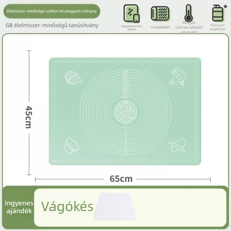 Szilikon dagasztószőnyeg, élelmiszeripari minőségű háztartási sodródó tészta és panelszőnyeg, csúszásmentes, nagy, nagy gombóc készítő deszka konyhába