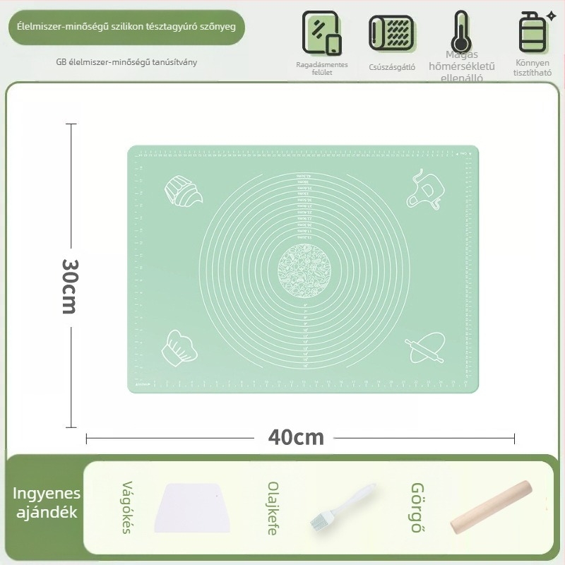 Szilikon dagasztószőnyeg, élelmiszeripari minőségű háztartási sodródó tészta és panelszőnyeg, csúszásmentes, nagy, nagy gombóc készítő deszka konyhába