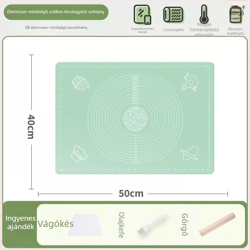 Szilikon dagasztószőnyeg, élelmiszeripari minőségű háztartási sodródó tészta és panelszőnyeg, csúszásmentes, nagy, nagy gombóc készítő deszka konyhába