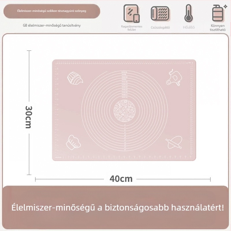 Szilikon dagasztószőnyeg, élelmiszeripari minőségű háztartási sodródó tészta és panelszőnyeg, csúszásmentes, nagy, nagy gombóc készítő deszka konyhába