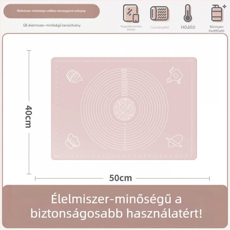 Szilikon dagasztószőnyeg, élelmiszeripari minőségű háztartási sodródó tészta és panelszőnyeg, csúszásmentes, nagy, nagy gombóc készítő deszka konyhába