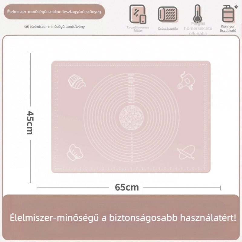 Szilikon dagasztószőnyeg, élelmiszeripari minőségű háztartási sodródó tészta és panelszőnyeg, csúszásmentes, nagy, nagy gombóc készítő deszka konyhába