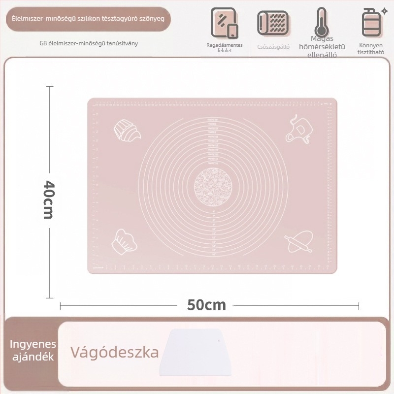 Szilikon dagasztószőnyeg, élelmiszeripari minőségű háztartási sodródó tészta és panelszőnyeg, csúszásmentes, nagy, nagy gombóc készítő deszka konyhába