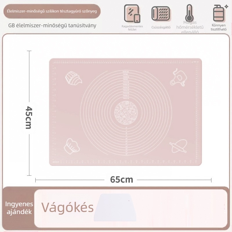 Szilikon dagasztószőnyeg, élelmiszeripari minőségű háztartási sodródó tészta és panelszőnyeg, csúszásmentes, nagy, nagy gombóc készítő deszka konyhába