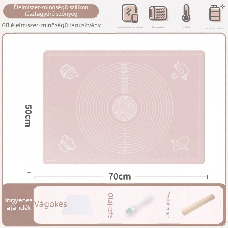Szilikon dagasztószőnyeg, élelmiszeripari minőségű háztartási sodródó tészta és panelszőnyeg, csúszásmentes, nagy, nagy gombóc készítő deszka konyhába