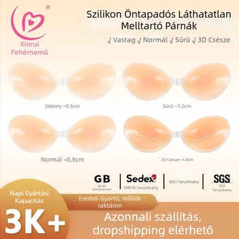 Szilikon mellfolt női szilikon láthatatlan melltartó vastagított push-up mellfolt pánt nélküli fehérnemű szilikon melltartó raktáron