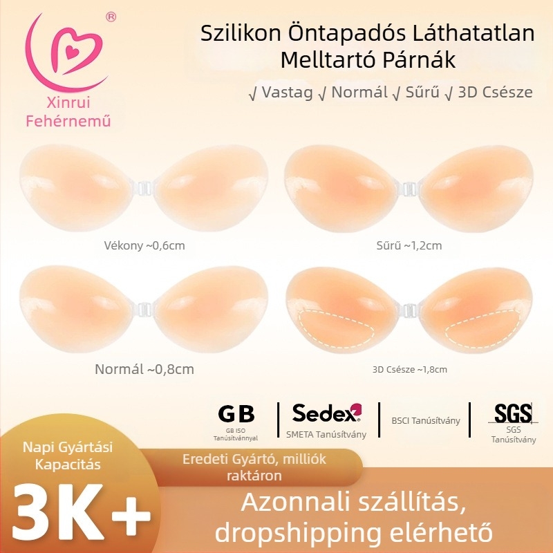 Szilikon mellfolt női szilikon láthatatlan melltartó vastagított push-up mellfolt pánt nélküli fehérnemű szilikon melltartó raktáron