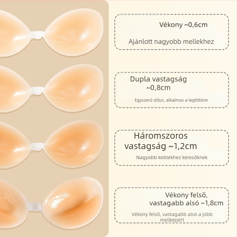 Szilikon mellfolt női szilikon láthatatlan melltartó vastagított push-up mellfolt pánt nélküli fehérnemű szilikon melltartó raktáron